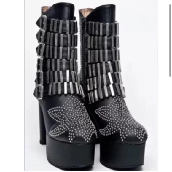 Jeffrey Campbell Hell Yes Black Studded Boots - Picture 5 of 7